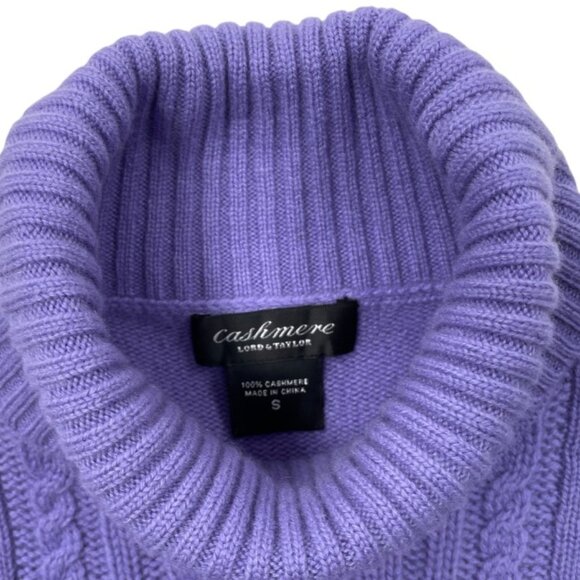 Lord & Taylor Women's Purple Cashmere Turtleneck Long Sleeve Sweater Small - Picture 4 of 7